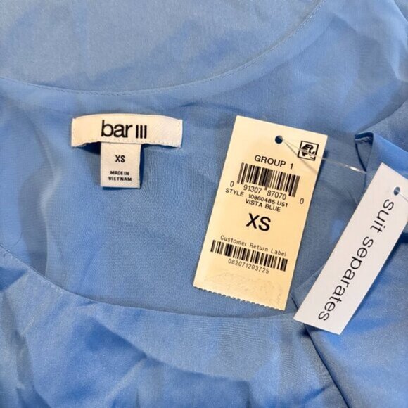 Bar III Women's Blue Satin Spaghetti-Strap Scoop-Neck Lined Camisole NWT - Picture 7 of 7